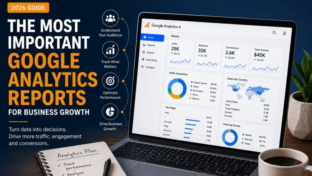 Google Analytics Reports used by marketers to track website performance and business growth.