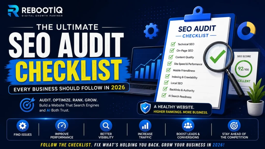 Ultimate SEO Audit Checklist for improving website rankings, technical SEO, and AI search visibility in 2026.