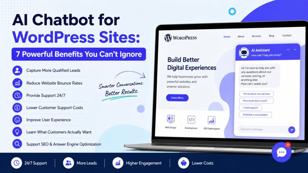 AI chatbot for WordPress sites helping website visitors with instant support