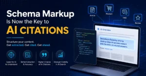 schema markup structured data example showing how AI engines extract citations from a webpage